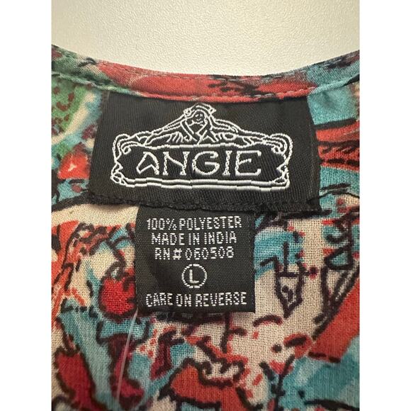 Angie Nwt Sz L Open Front Fringe Kimono Cardigan Coverup Artsy Boho Colorful — image 3 of 8